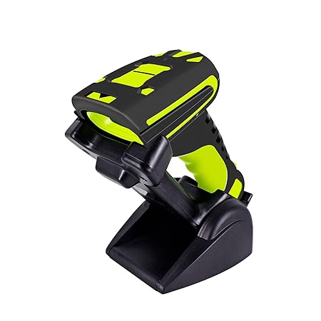 Symcode 2D Bluetooth Barcode Scanner with Wireless Charging Stand 1968 Feet Transmission Distance 433Mhz USB QR Automatic Barcode Scanner with Charging Base Shock Dust Proof Hands Free Green Brand: symcode
